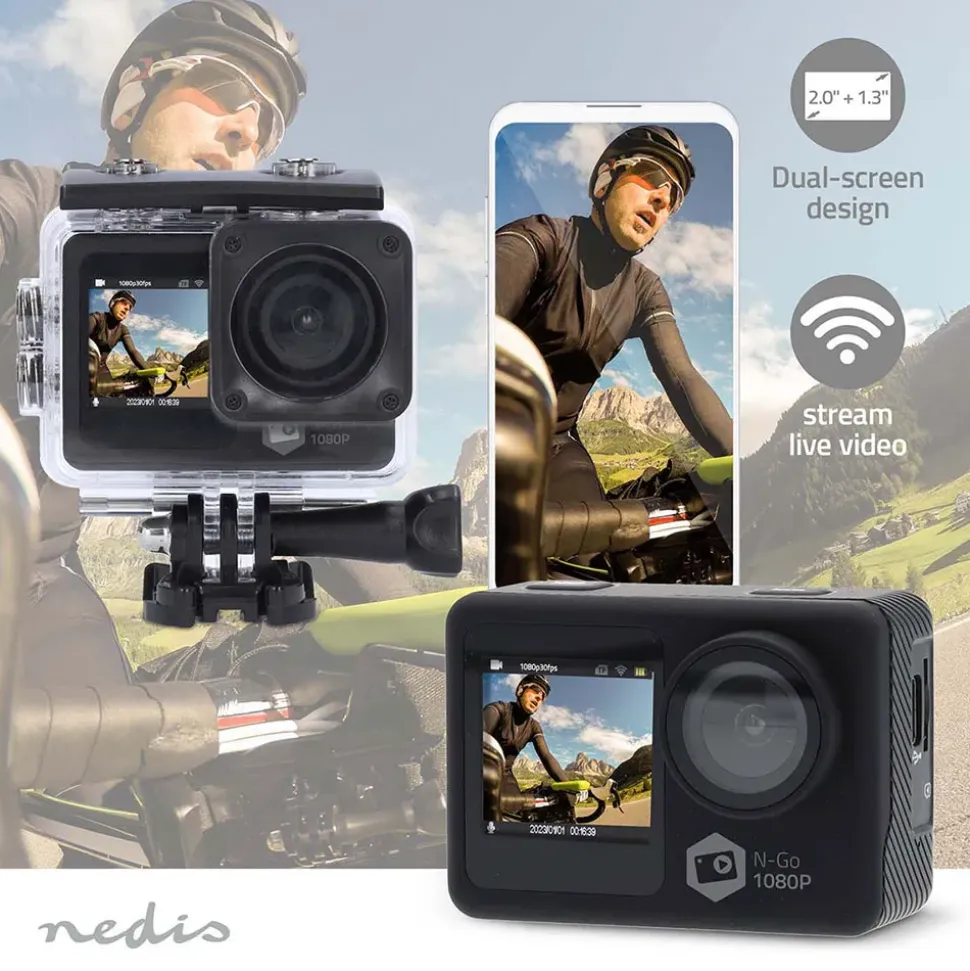 Nedis Cámara deportiva ACAM31BK 1080p 30fps