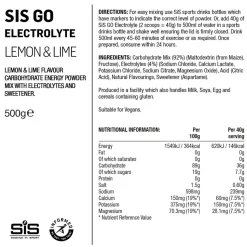 SIS Polvo para bebida isotónica de electrolitos Go Limón y Lima 500g